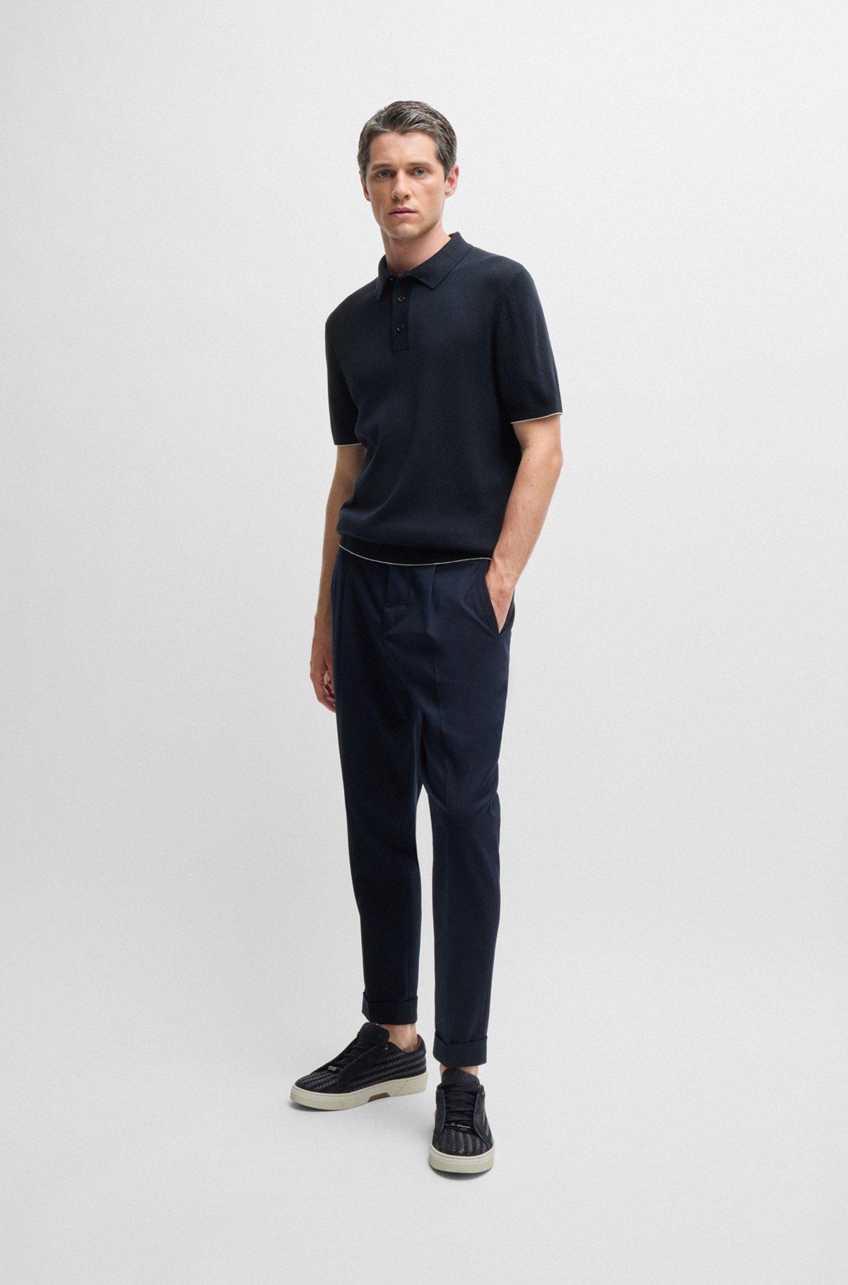 Regular-fit polo sweater in silk and cotton Product Image