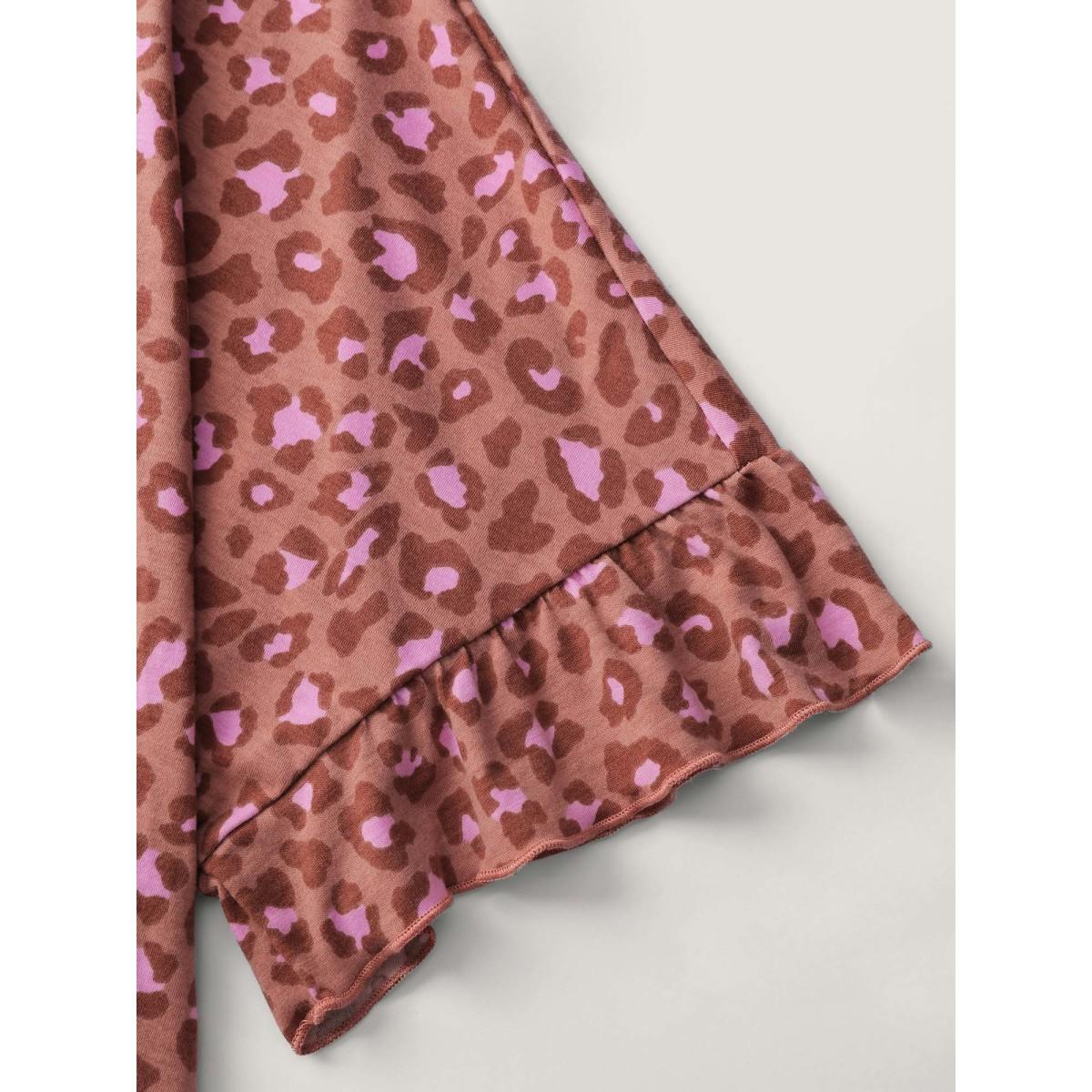 Plus Size Blushing Leopard Print Cross-Strap Back T-Shirt Salmon Women Playful Round Neck Casual T-shirts BloomChic 22-24/3X Product Image