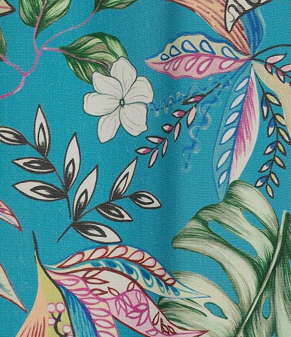 Caribbean Big & Tall Large Floral Print Short Sleeve Woven Shirt Product Image