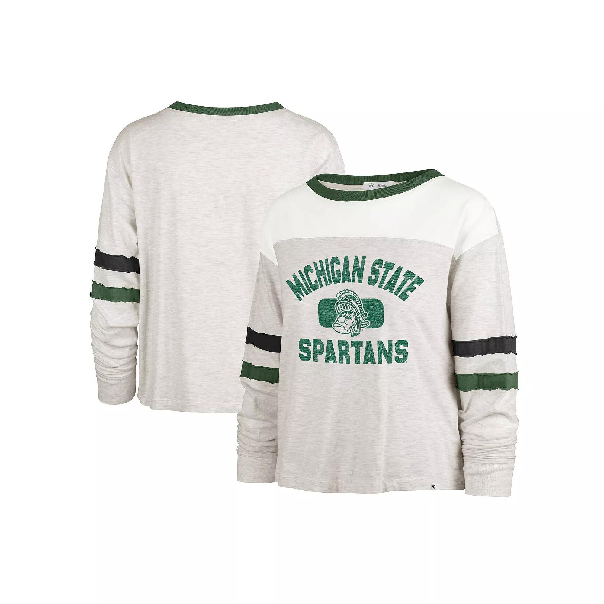 Women's '47 Oatmeal Michigan State Spartans Vault All Class Lena Long Sleeve T-Shirt,  Product Image