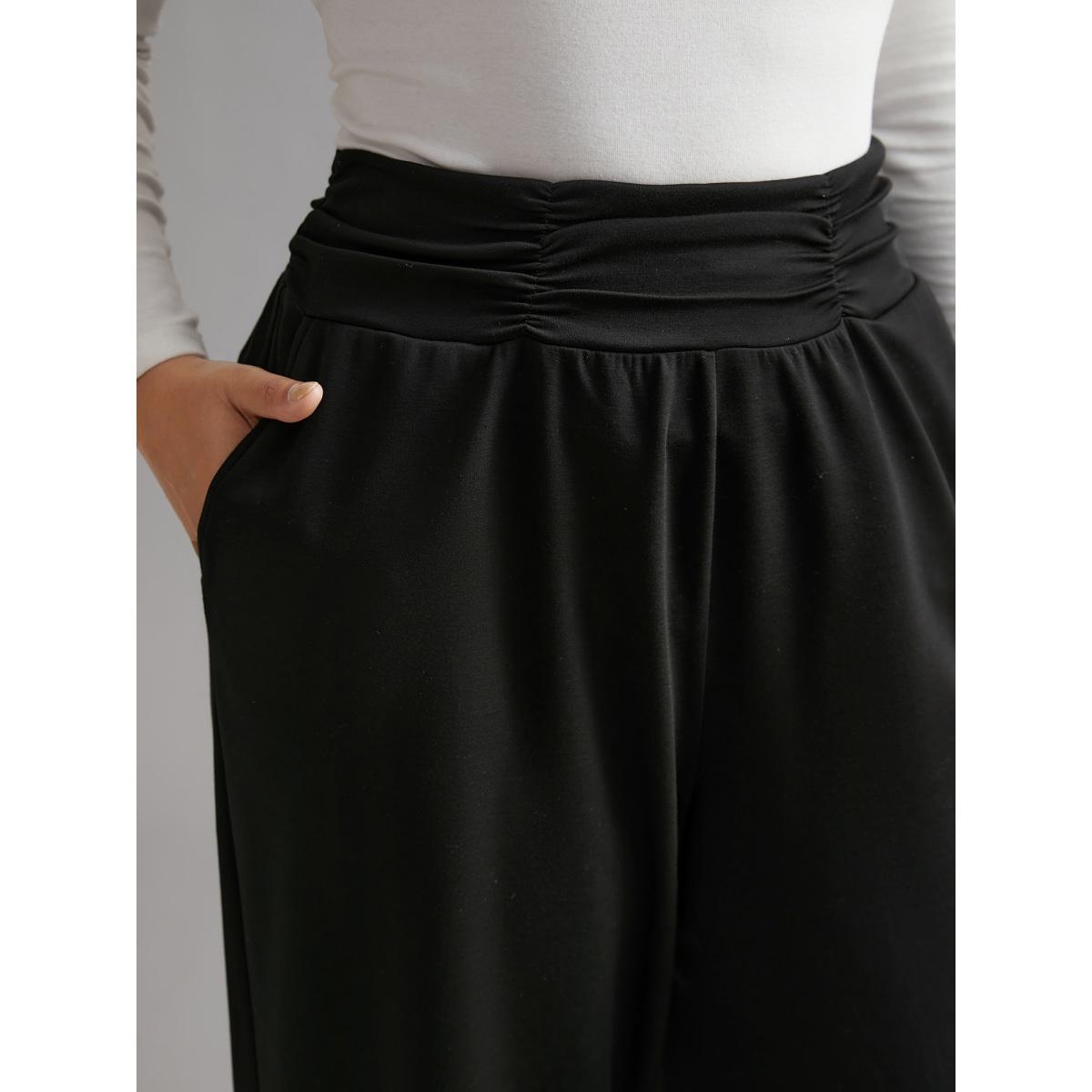 Plus Size Supersoft Essentials Elastic Waist Pockets Jogger Pants Women Black Casual Mid Rise Everyday Pants BloomChic 10/M Product Image