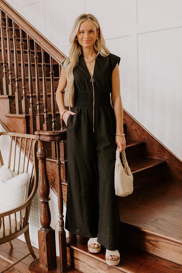 Vip Party Wide Leg Jumpsuit in Black Product Image