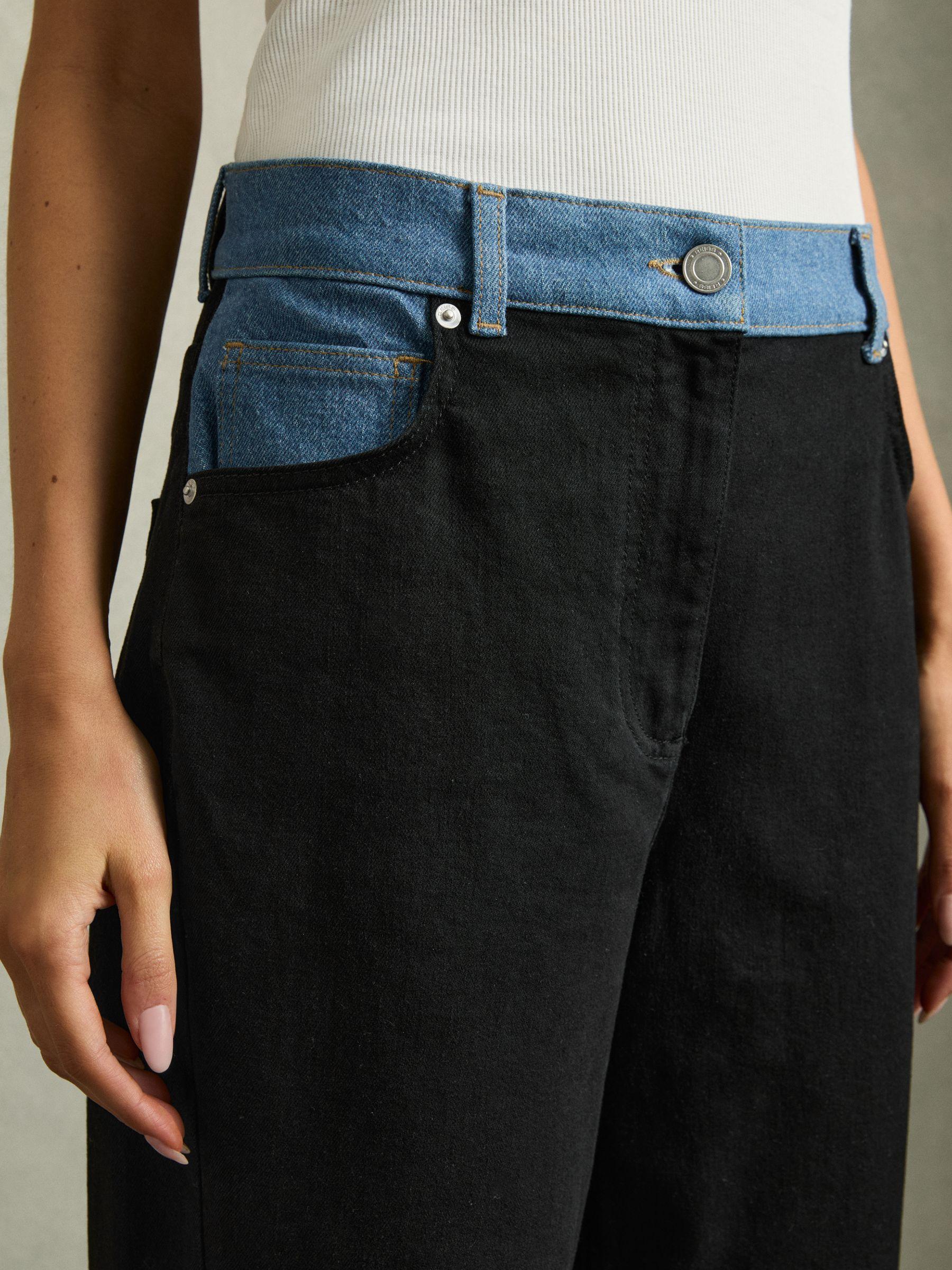 Colour-Block Straight-Leg Jeans in Black Product Image