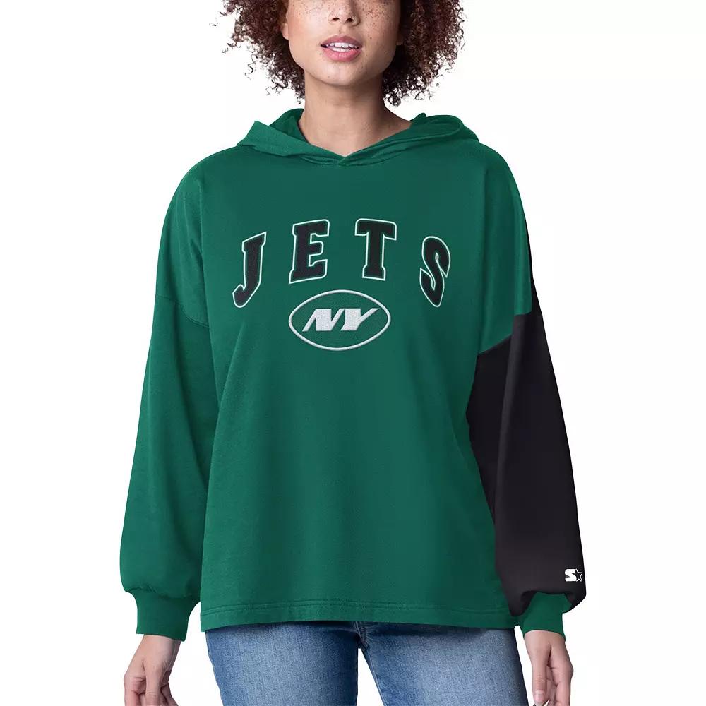 Women's Starter Green New York Jets Power Move Long Sleeve Pullover Hoodie,  Product Image