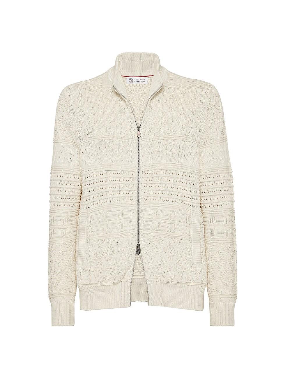 Mens Heritage Stitch Cardigan in Cotton with Zipper Product Image