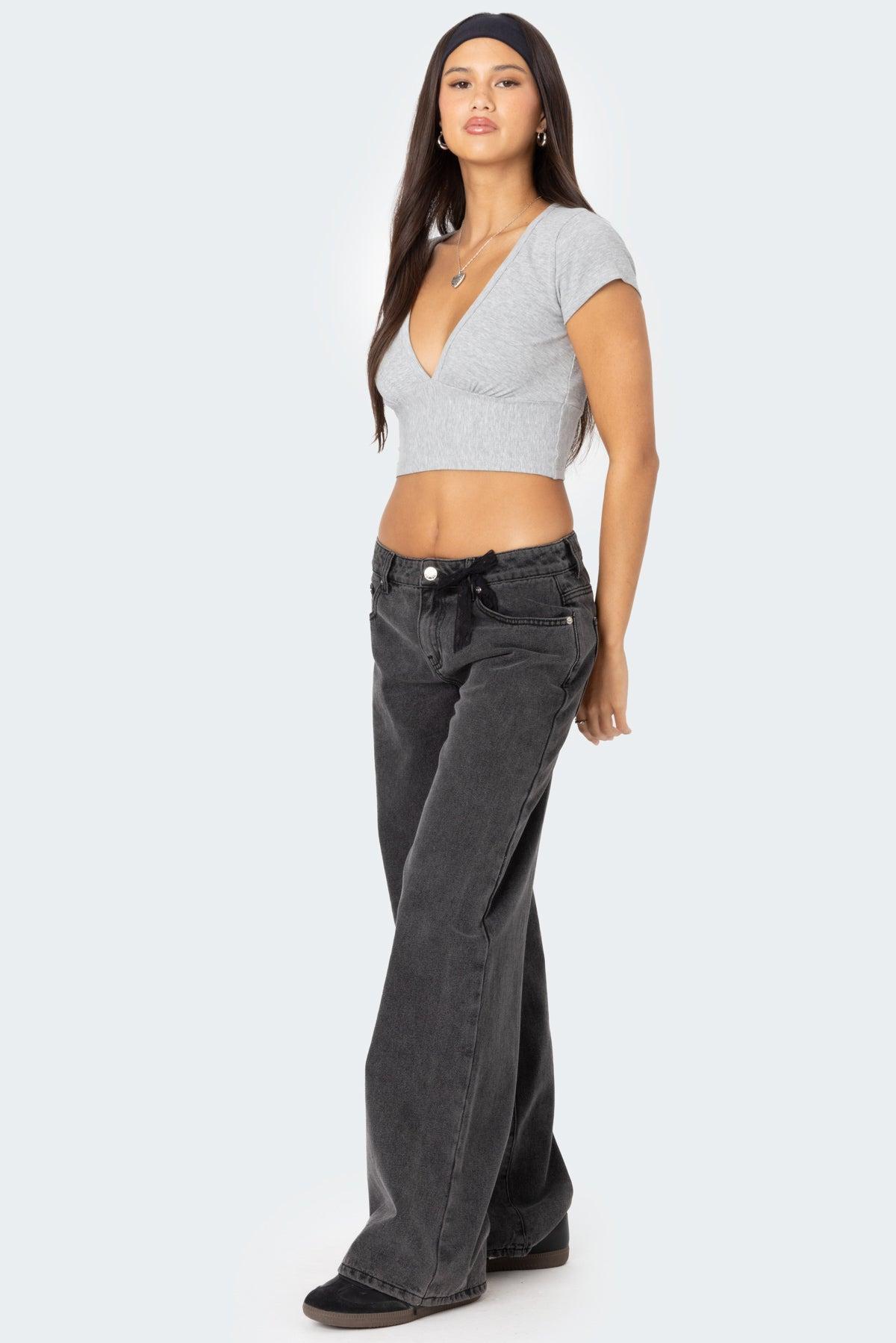 Deep V Neck Crop Top Product Image