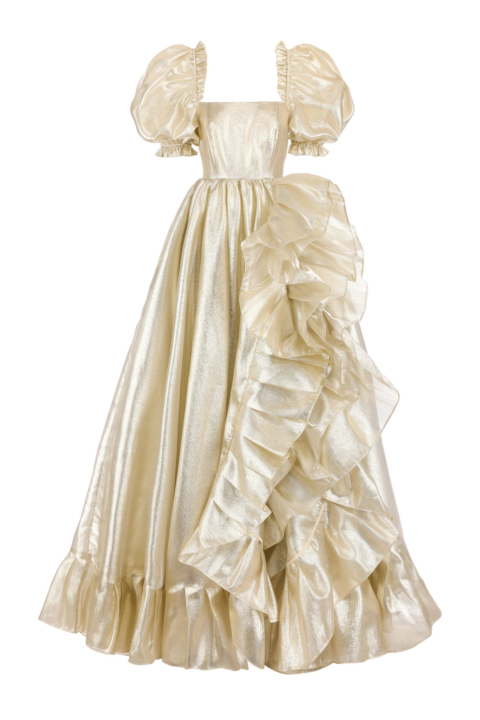 The Champagne Ruffle Gown Product Image