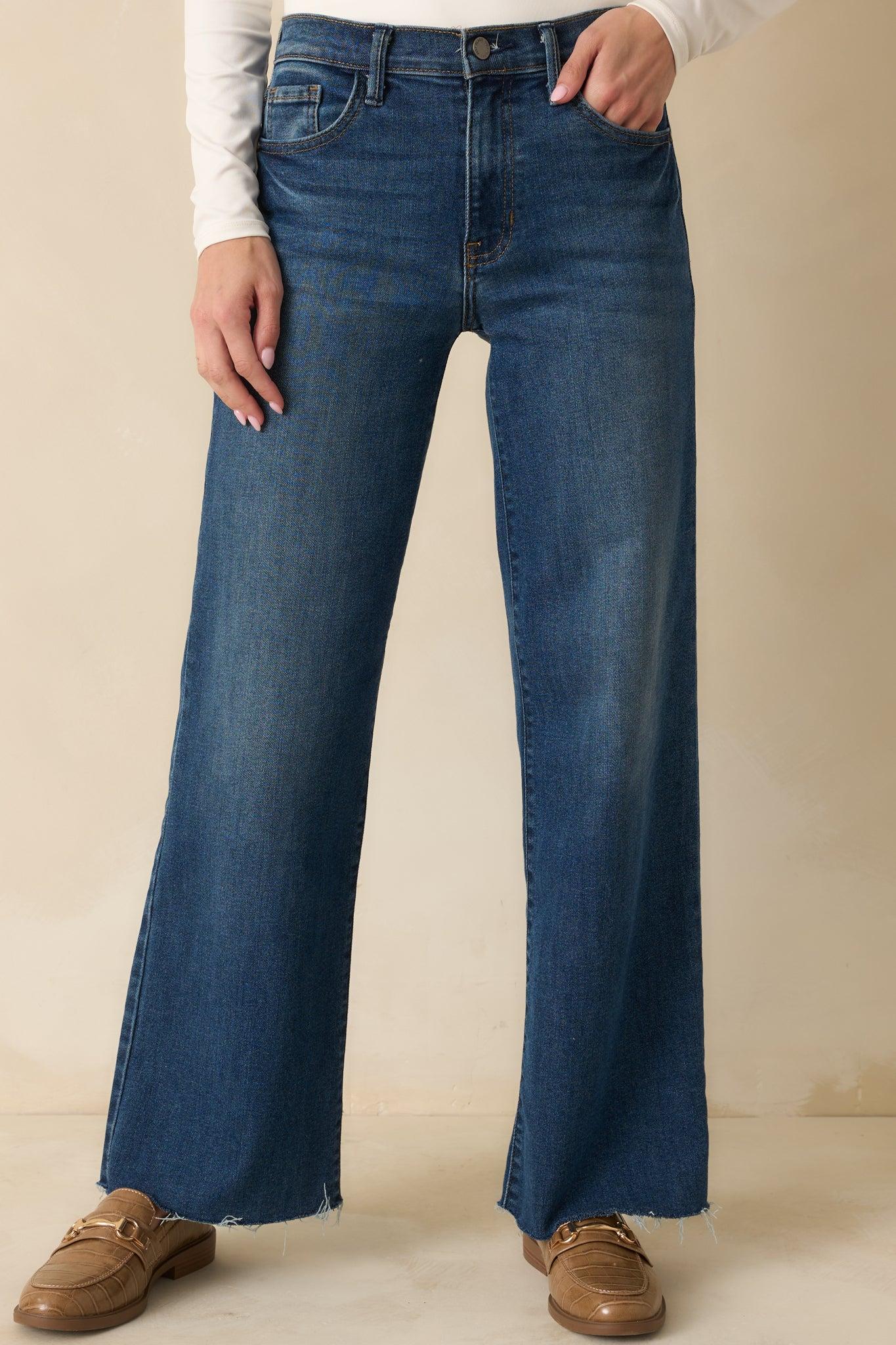 Always On Time Dark Wash Straight Leg Jeans Product Image