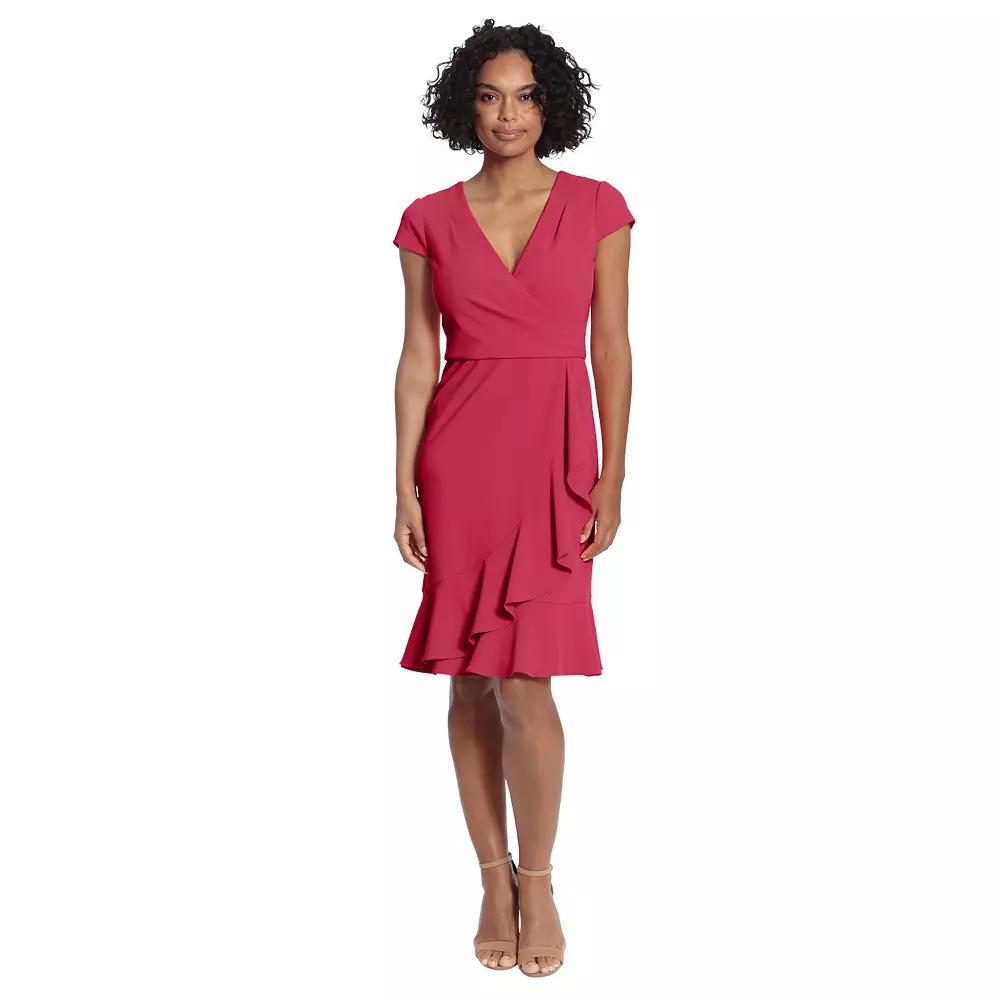 Women's London Times Cascade Ruffle Faux-Wrap Dress,  Product Image
