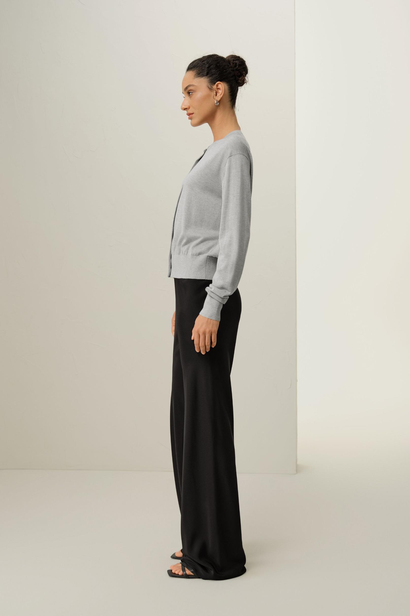 Round-neck Silk Cashmere Cardigan Product Image