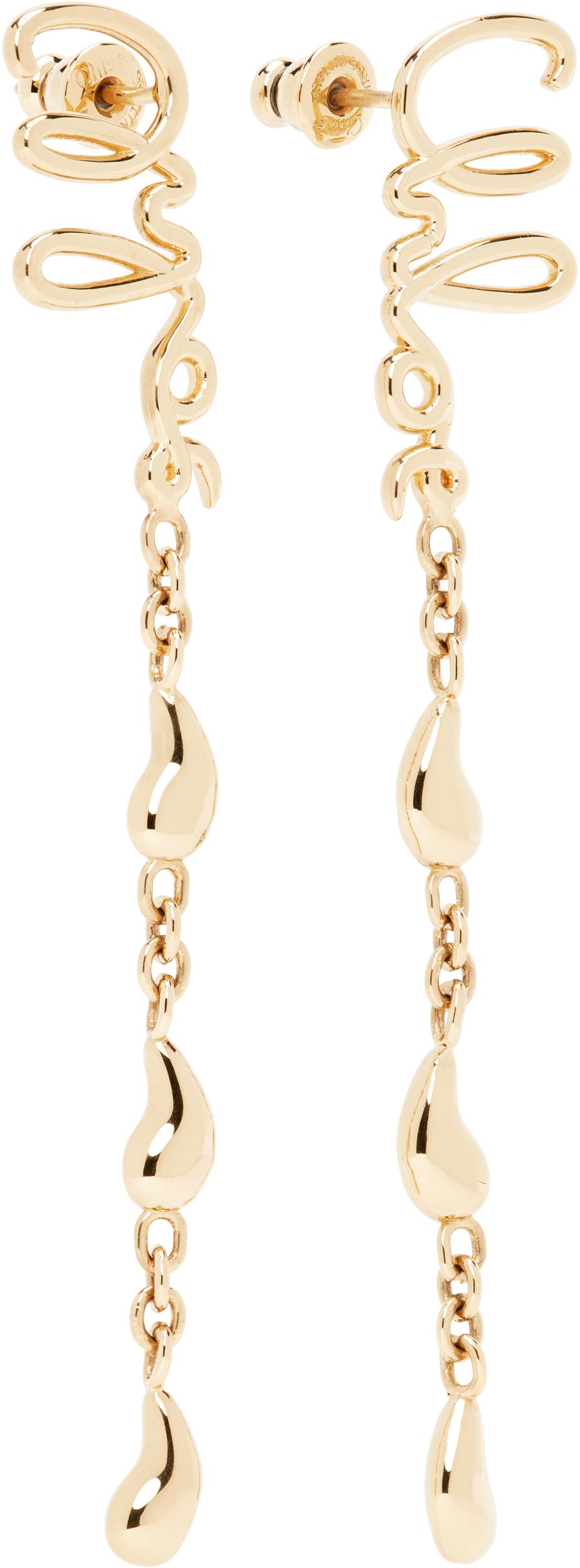 CHLOÉ Iconic Signature Dangling Earrings In Gold Product Image