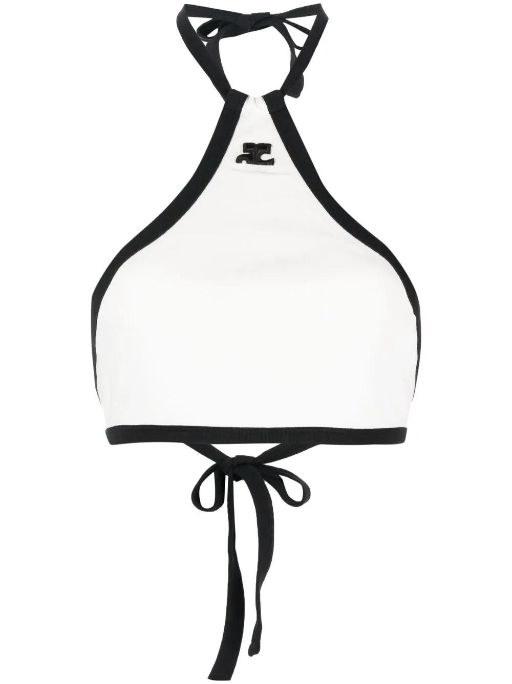 two-tone halterneck crop top Product Image