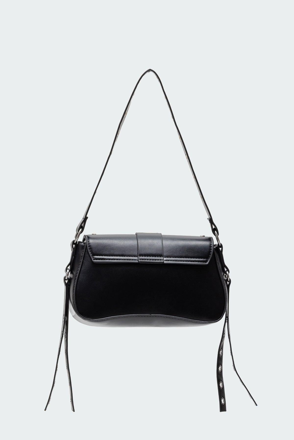 Stud & Buckle Faux Leather Bag Product Image