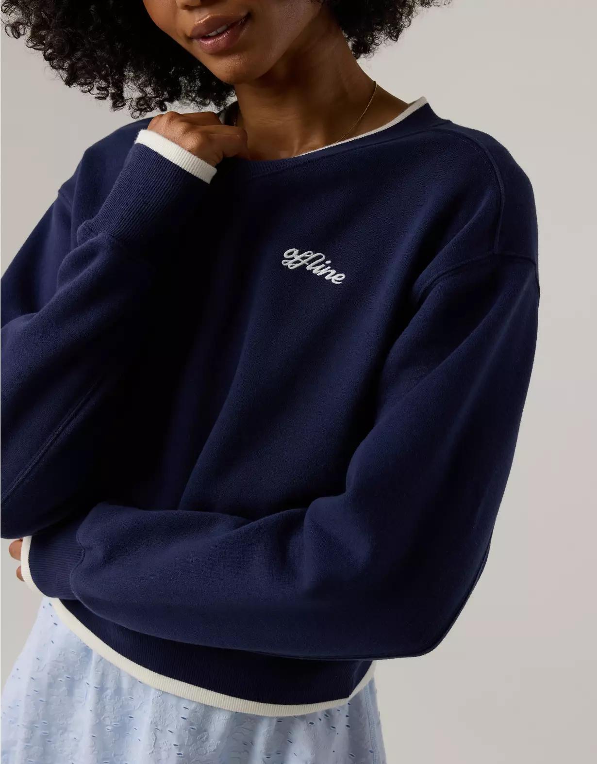 OFFLINE By Aerie Cloud Fleece V-Neck Crew Sweatshirt Product Image