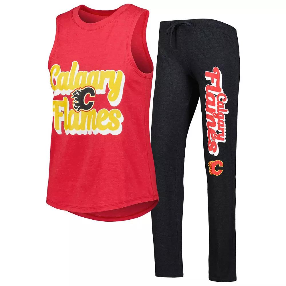 Women's Concepts Sport Red/Black Calgary Flames Meter Muscle Tank Top & Pants Sleep Set,  Product Image