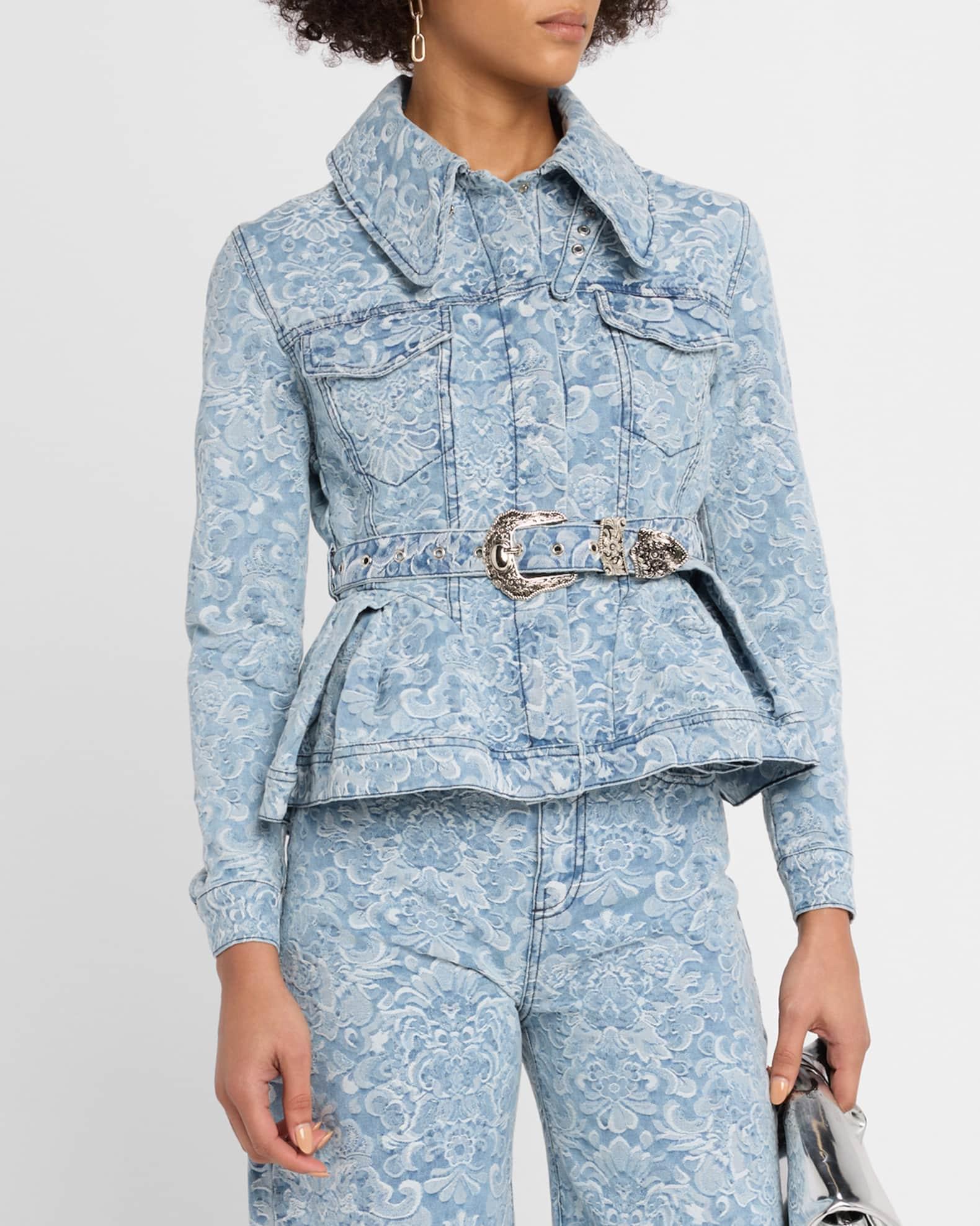 Fitted Brocade Denim Jacket Product Image