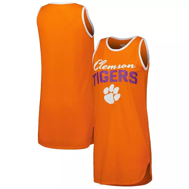 Women's Concepts Sport Orange/White Clemson Tigers Tank Top Nightshirt,  Product Image