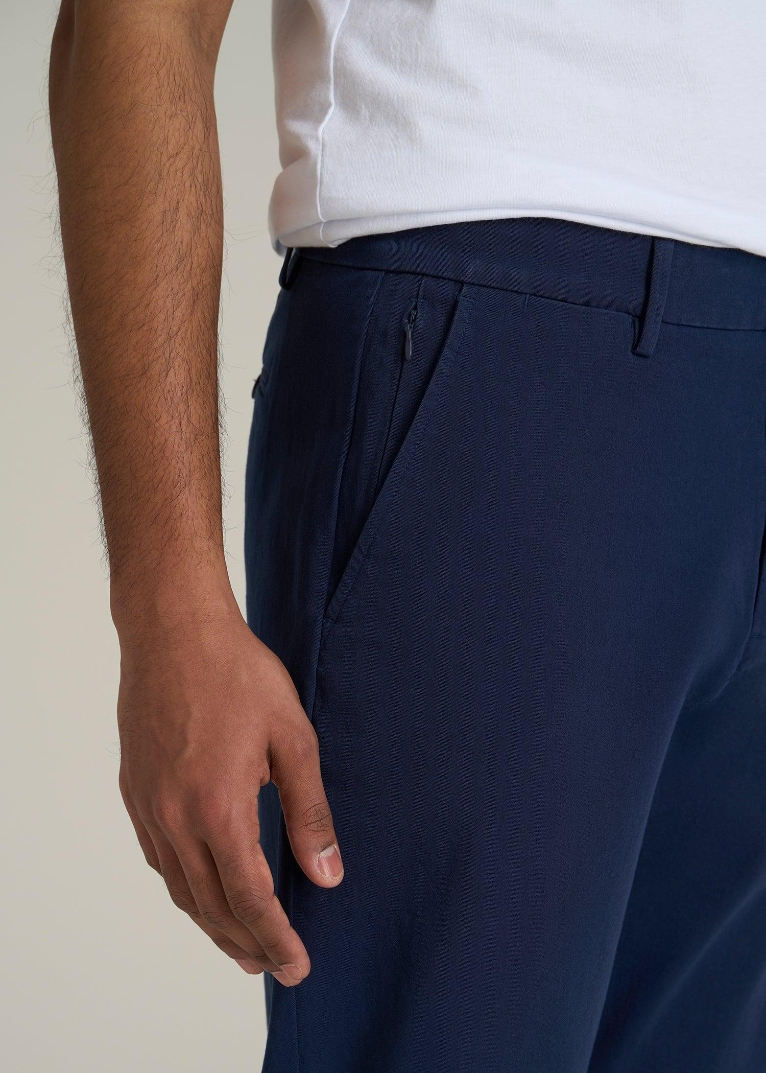 4 Way Stretch Commuter STRAIGHT Leg Chino Pants for Tall Men in Summer Blue Male Product Image