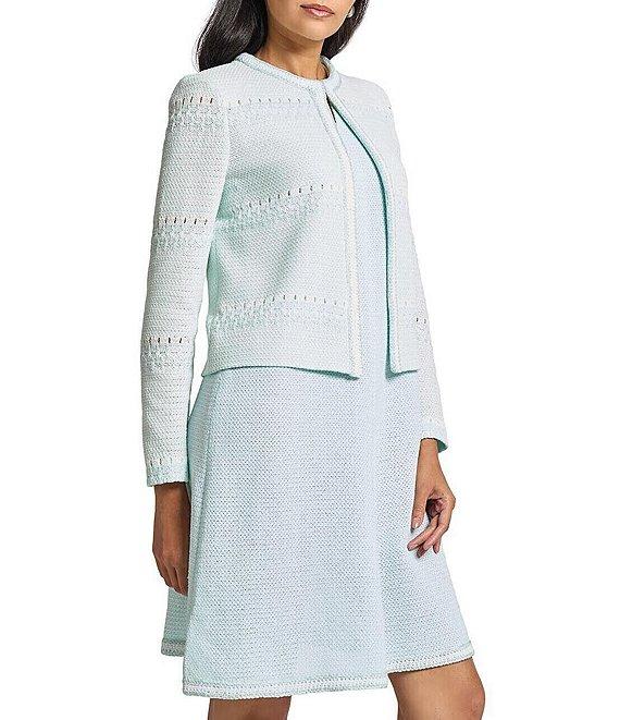 MISOOK Crochet Knit Crew Neck Long Sleeve Jacket Product Image