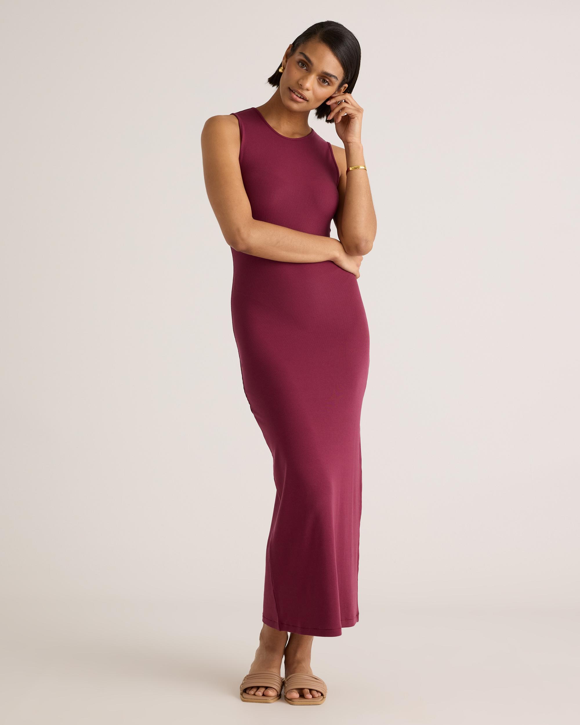 Quince | Women's Tencel Rib Knit Tank Top Midi Dress Product Image