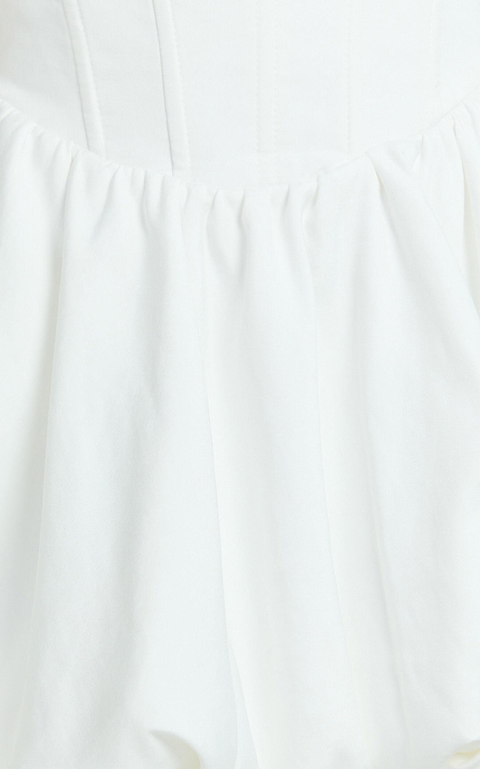 Jeannie Mini Dress - Corset Panel Bubble Hem Dress in Off White Product Image