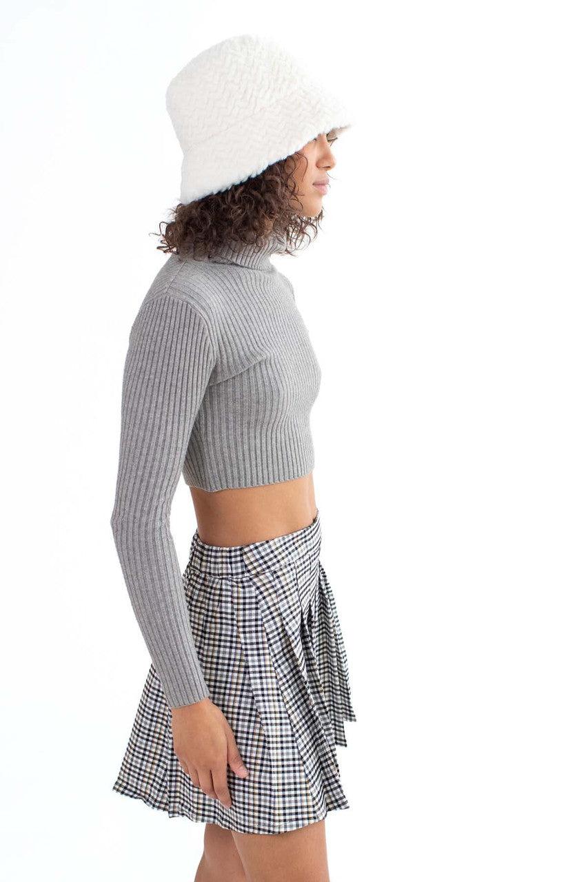 Heather Grey Ribbed Turtleneck Sweater Product Image