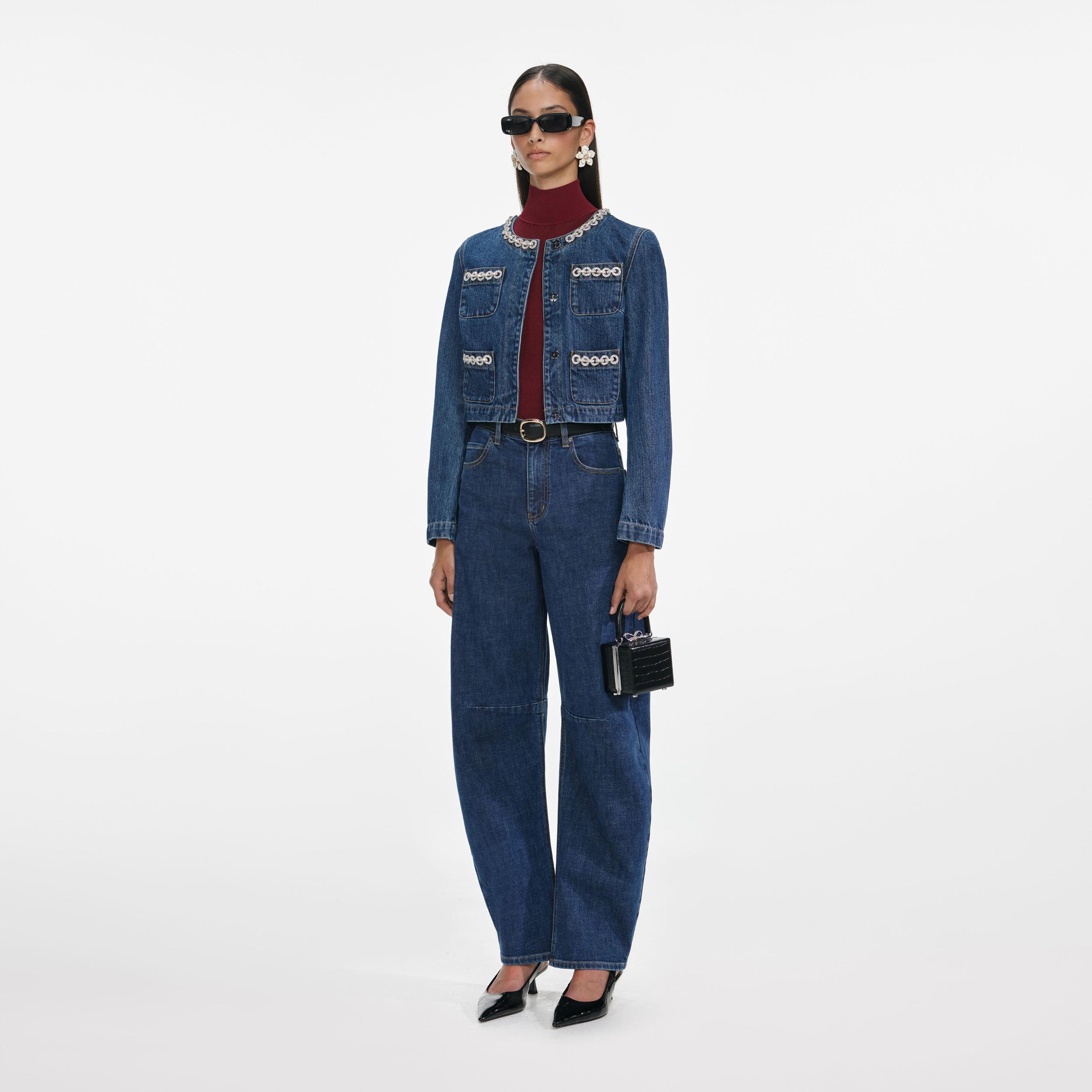 Crystal Trim Denim Jacket Product Image