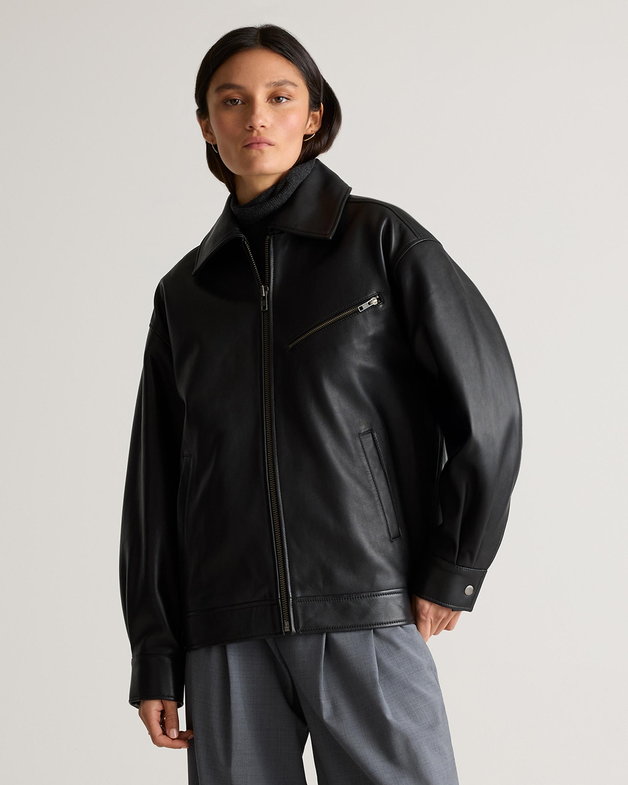 Quince | Women's OverSized Bomber Jacket Leather Product Image
