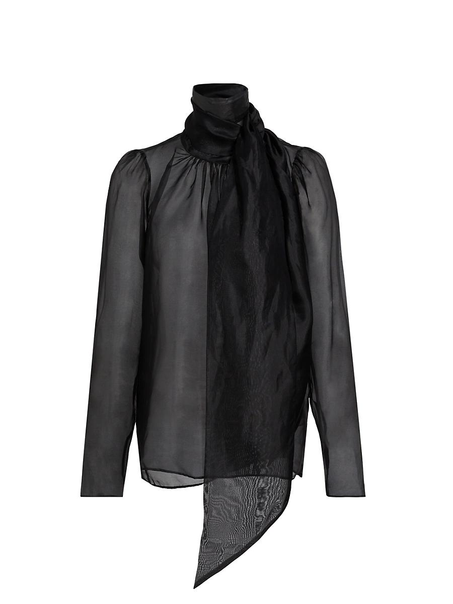 Womens Teddy Silk Tieneck Blouse Product Image