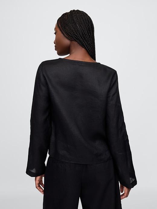 100% Linen Tie-Front Shirt Product Image