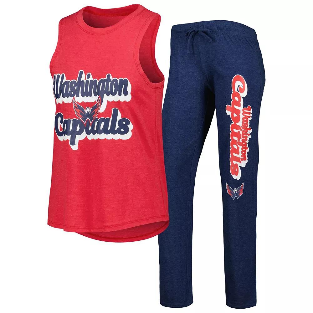 Women's Concepts Sport Red/Navy Washington Capitals Meter Muscle Tank Top & Pants Sleep Set, Size: Large Product Image