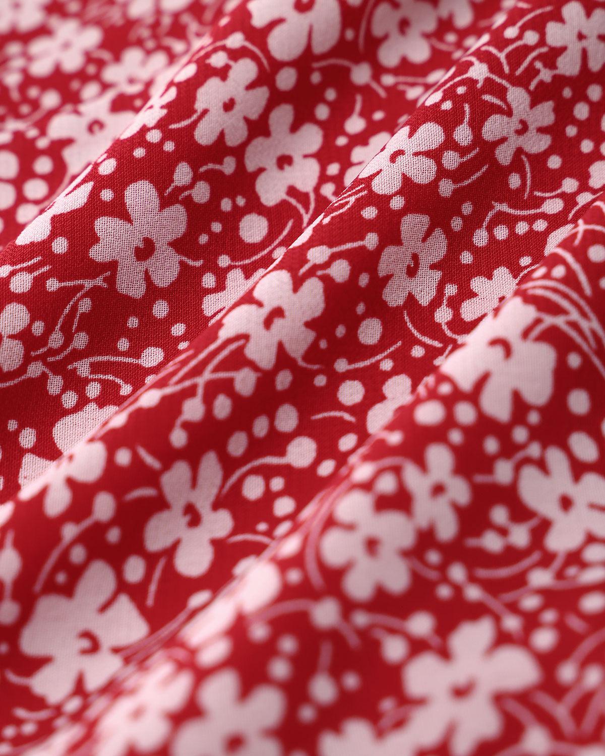 Red Floral Sweetheart Neck Slip Mini Dresses Product Image