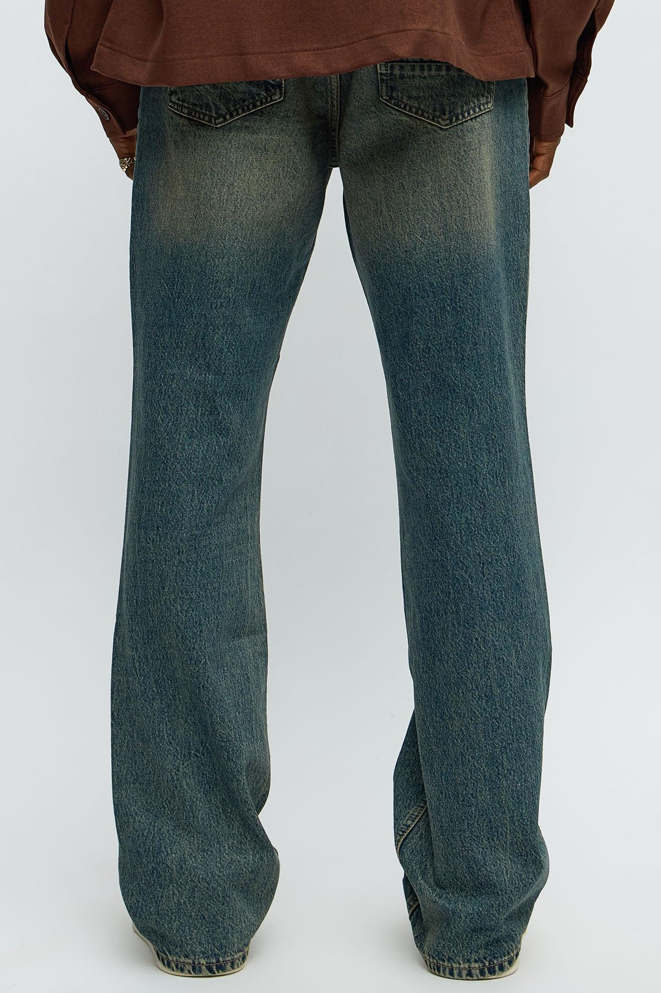 In The Middle Paneled Stacked Slim Flare Jeans - Vintage Blue Wash Male Product Image