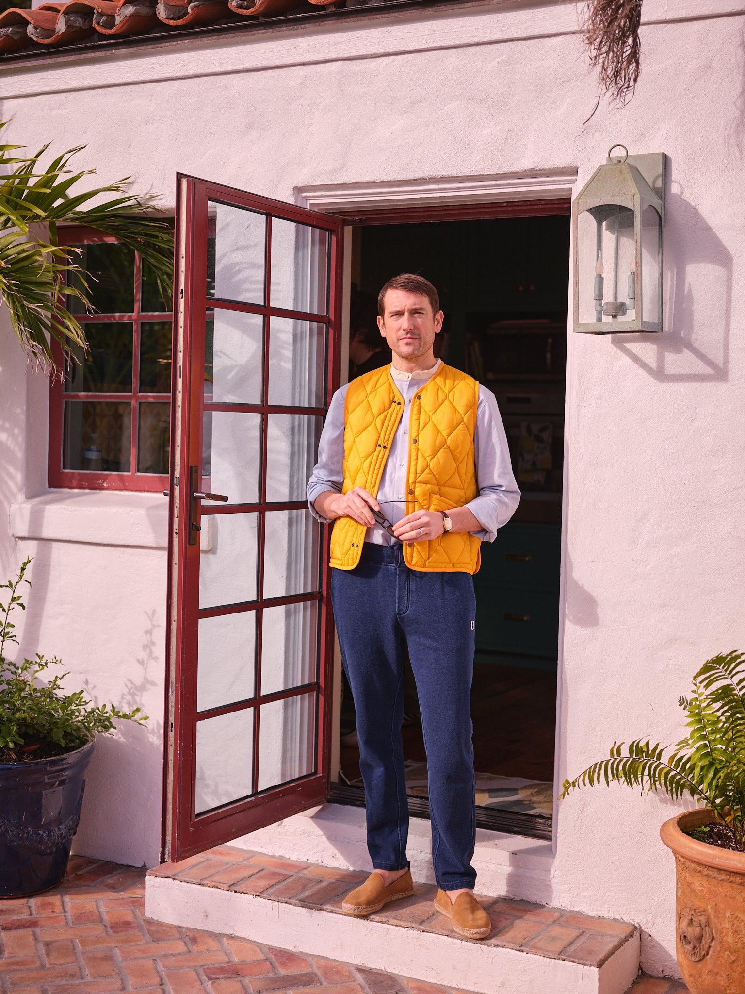 Quilted Vest in Yellow Product Image