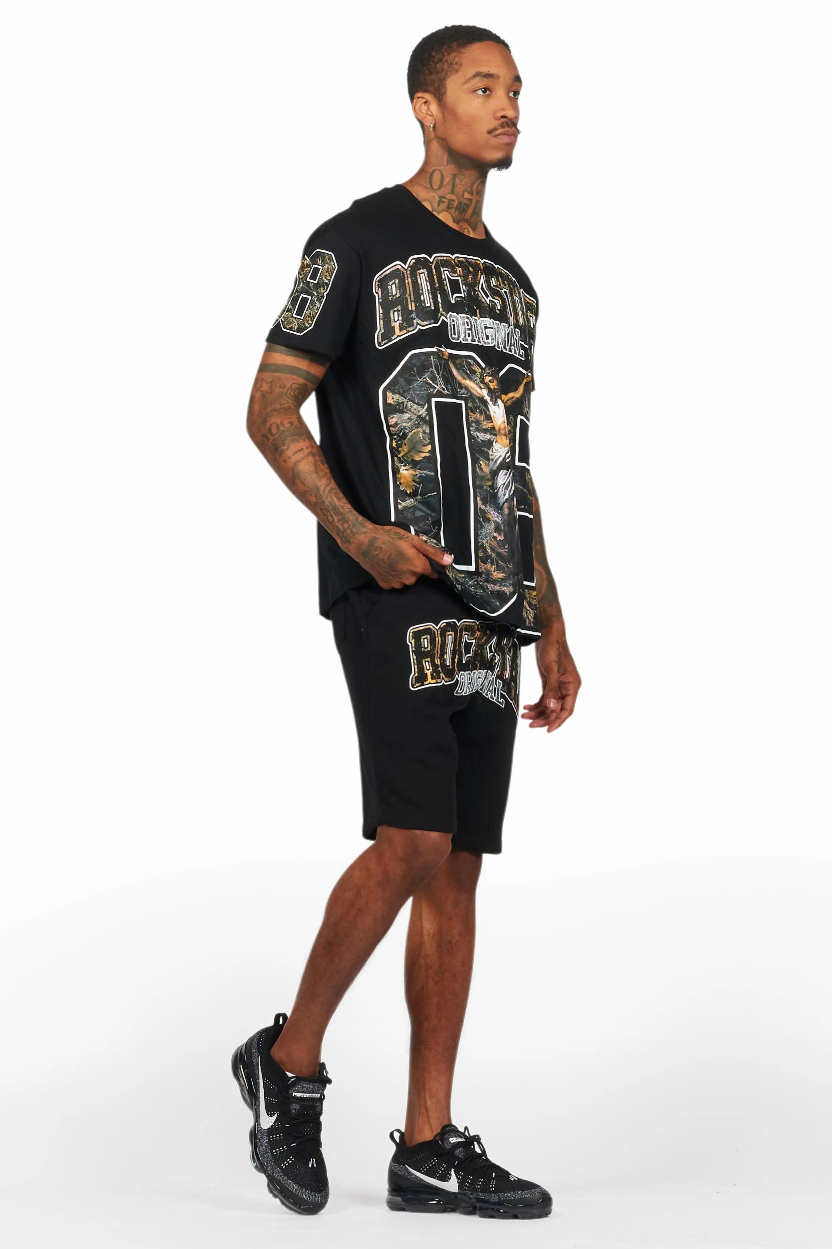 Fields Black Graphic T-Shirt Short Set Male Product Image