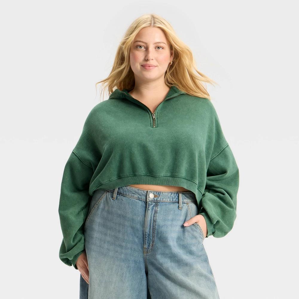 Women's Quarter Zip Hoodie Sweatshirt - Wild Fable™ Product Image