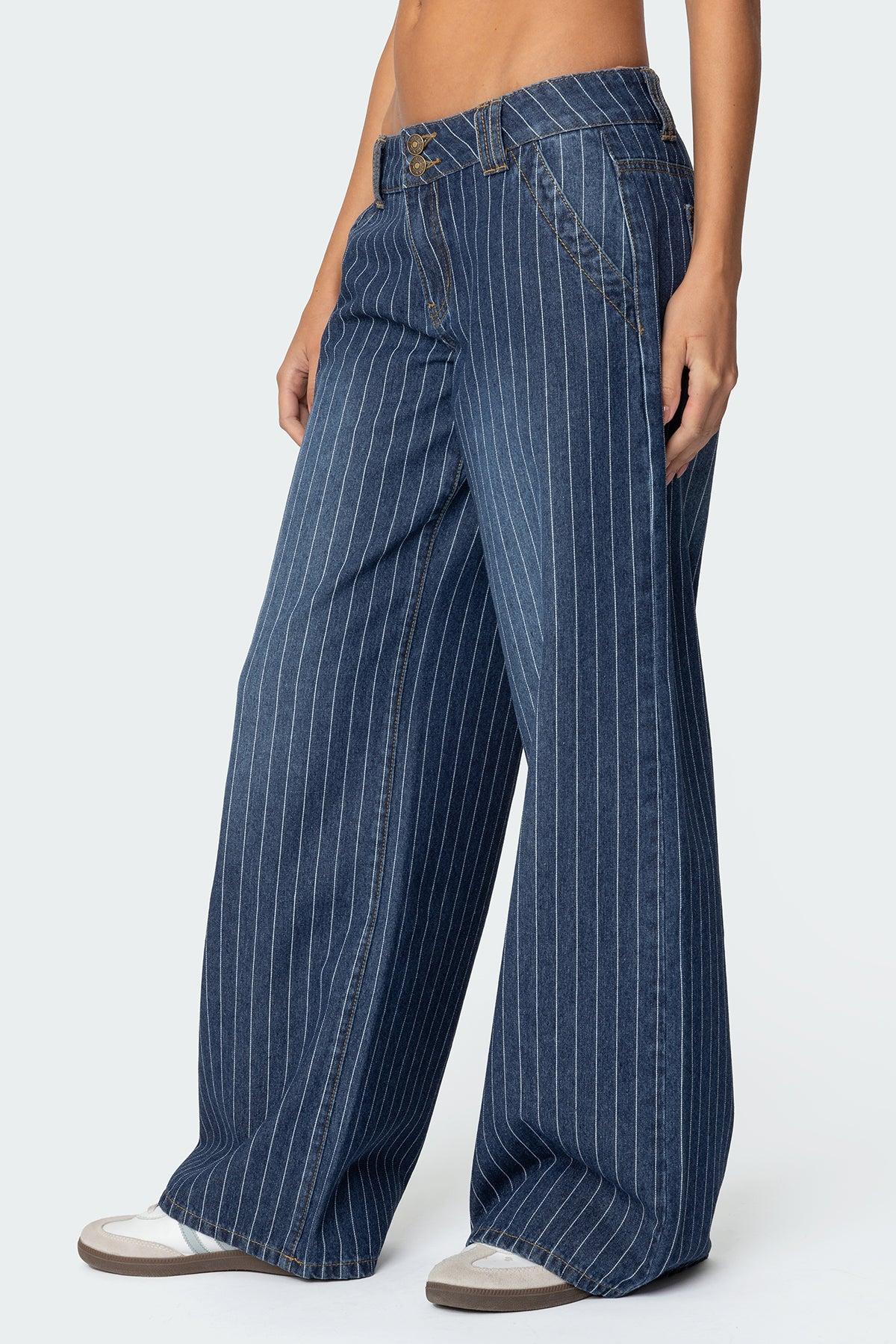 Cory Striped Low Rise Baggy Jeans Product Image