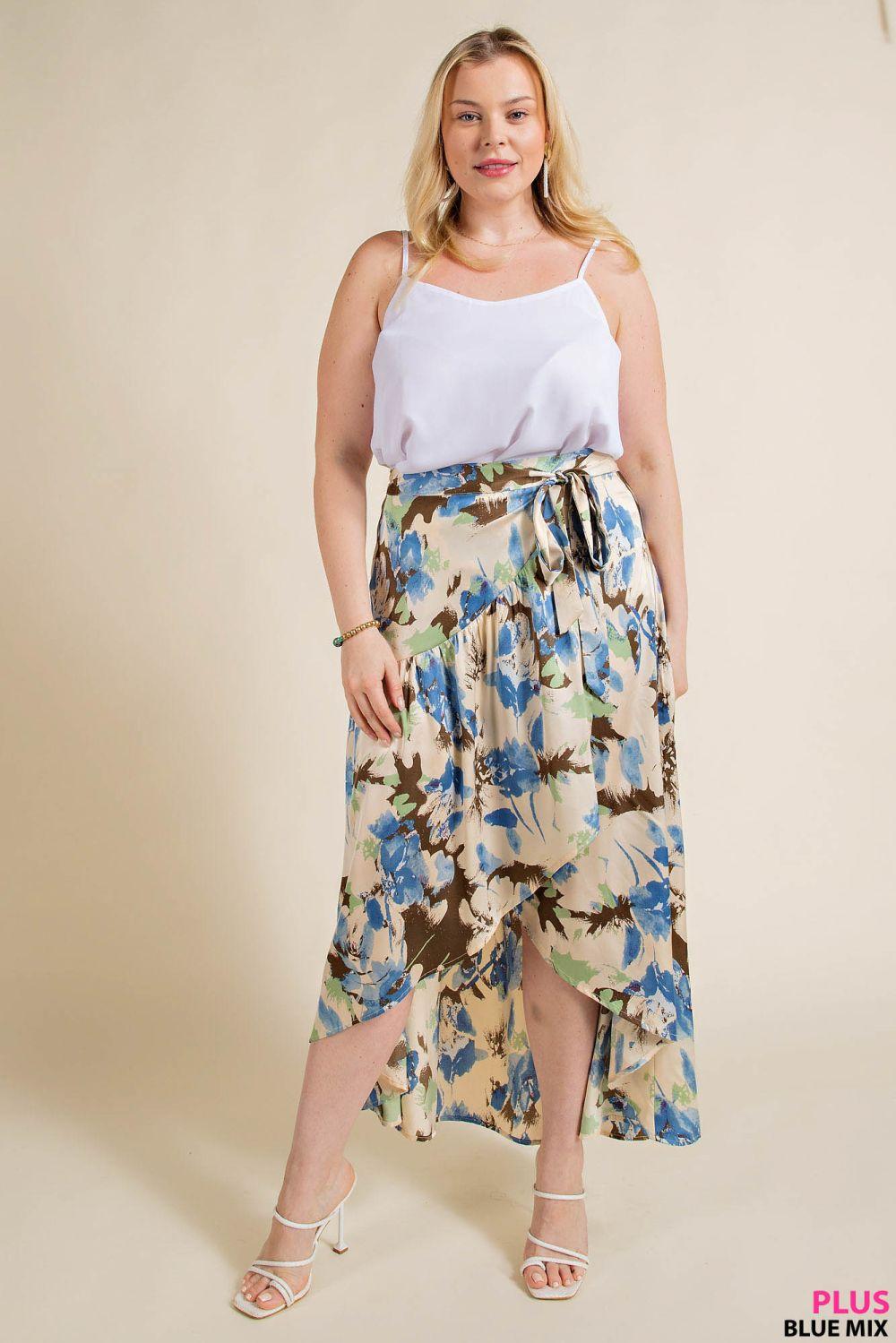 Tansy Botanical Faux Wrap Midi Skirt Product Image