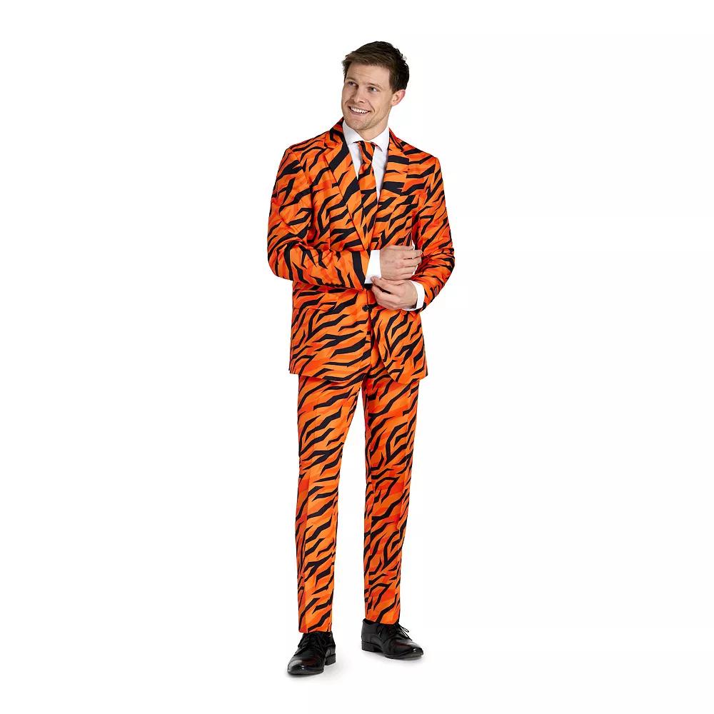 Men's Suitmeister Slim-Fit Tiger Orange Suit & Tie Set, Size: Medium, Miscellaneous Product Image