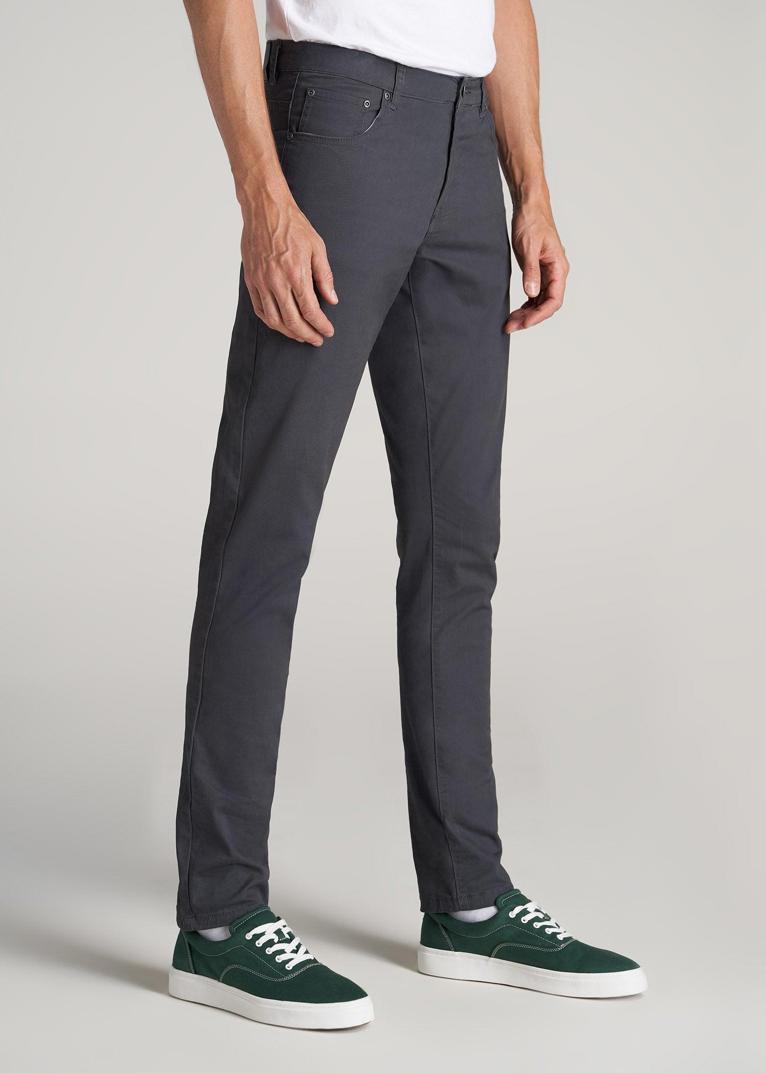 Carman TAPERED Fit Five Pocket Pants for Tall Men in Pebble Grey Male Product Image