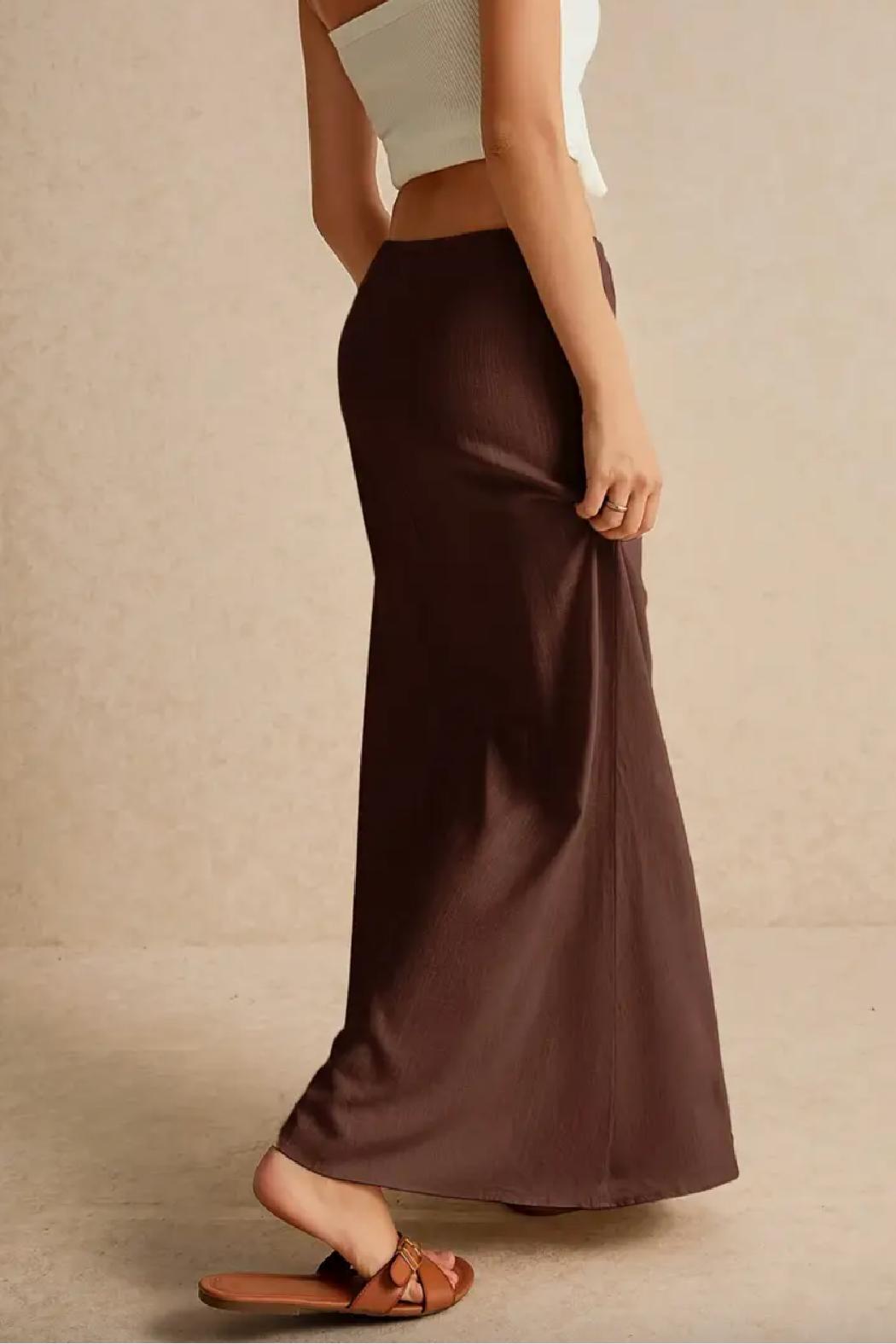 Linen Drawstring Maxi Skirt Product Image
