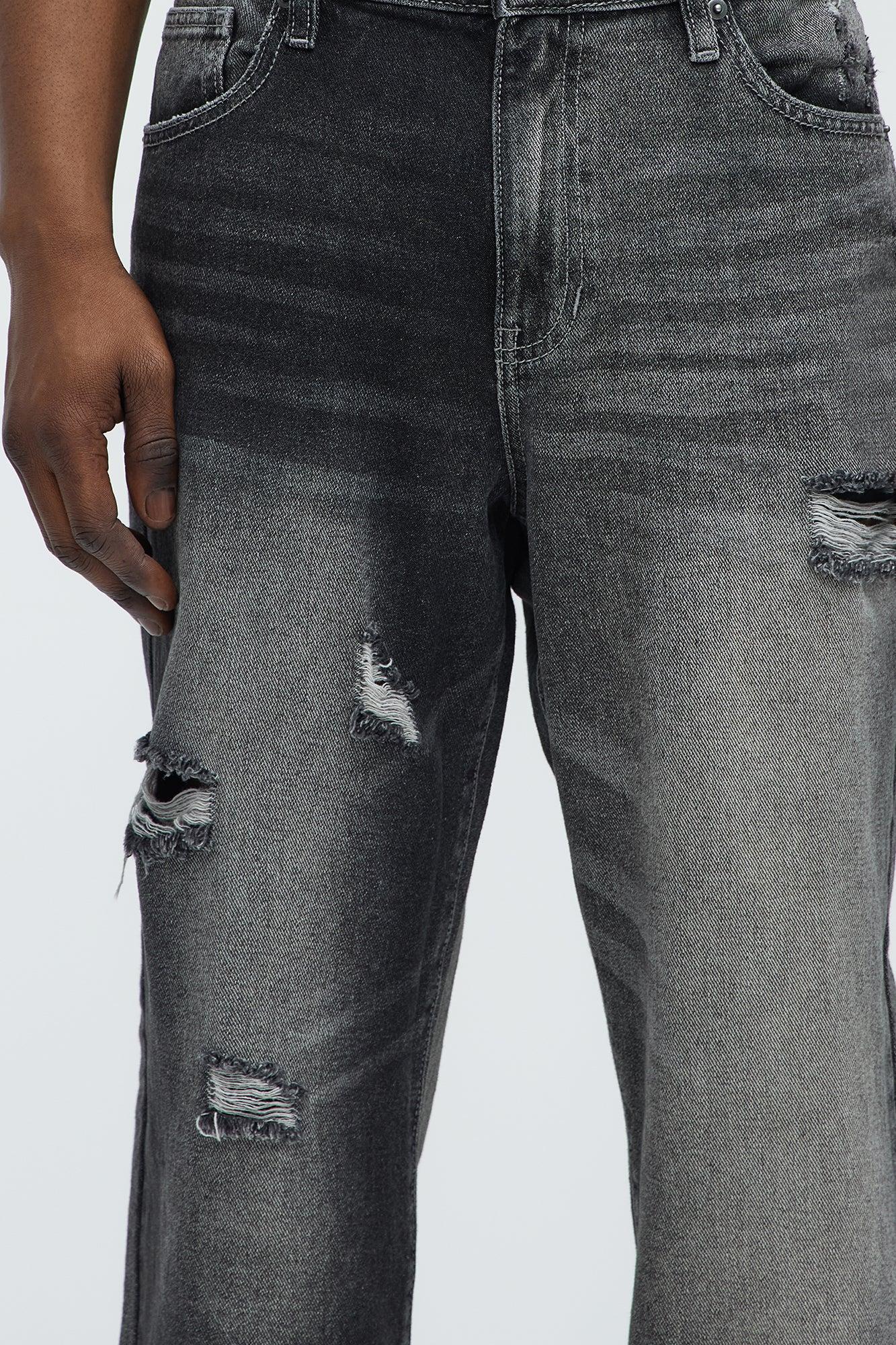 Let Me See Ripped Straight Jeans - Black Wash Product Image