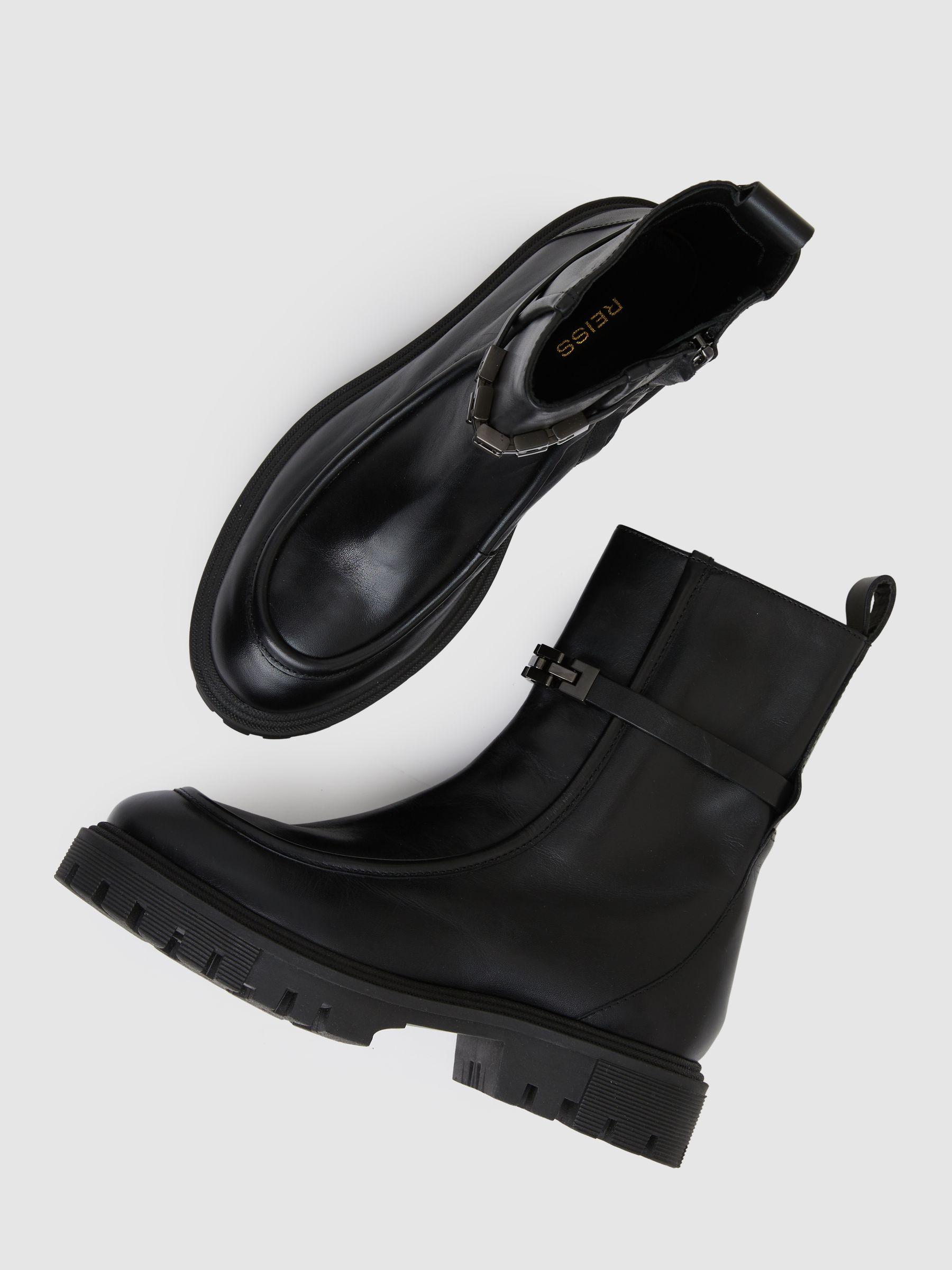 Chain Embellished Ankle Boots in Black Product Image