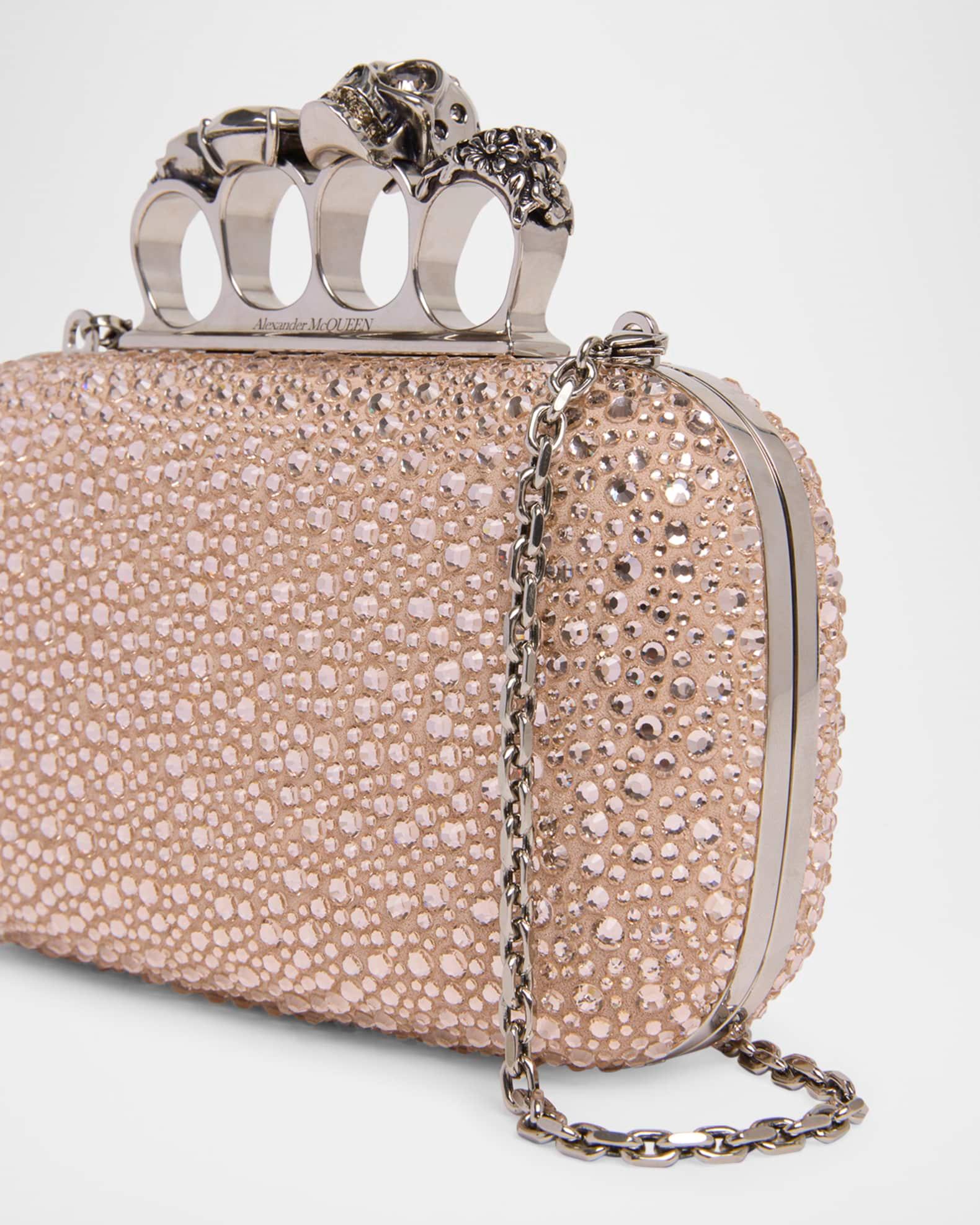 Skull Four Ring Embellished Leather Clutch Bag Product Image
