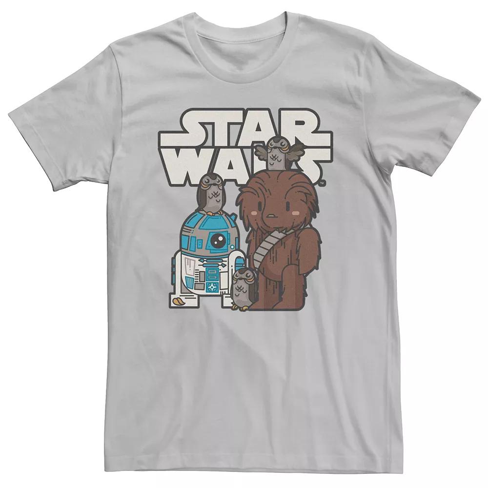 Men's Star Wars R2-D2 Chewbacca Porg Cartoon Logo Tee,  Product Image