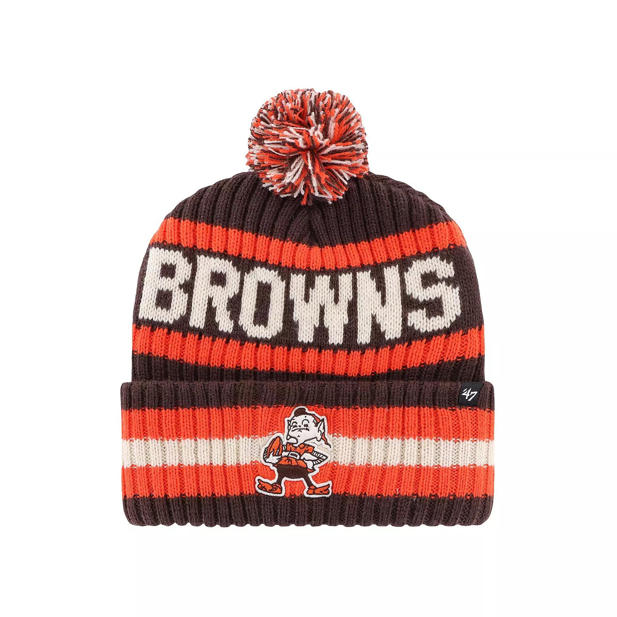 Men's '47 Brown Cleveland Browns Bering Legacy Cuffed Knit Hat with Pom Product Image