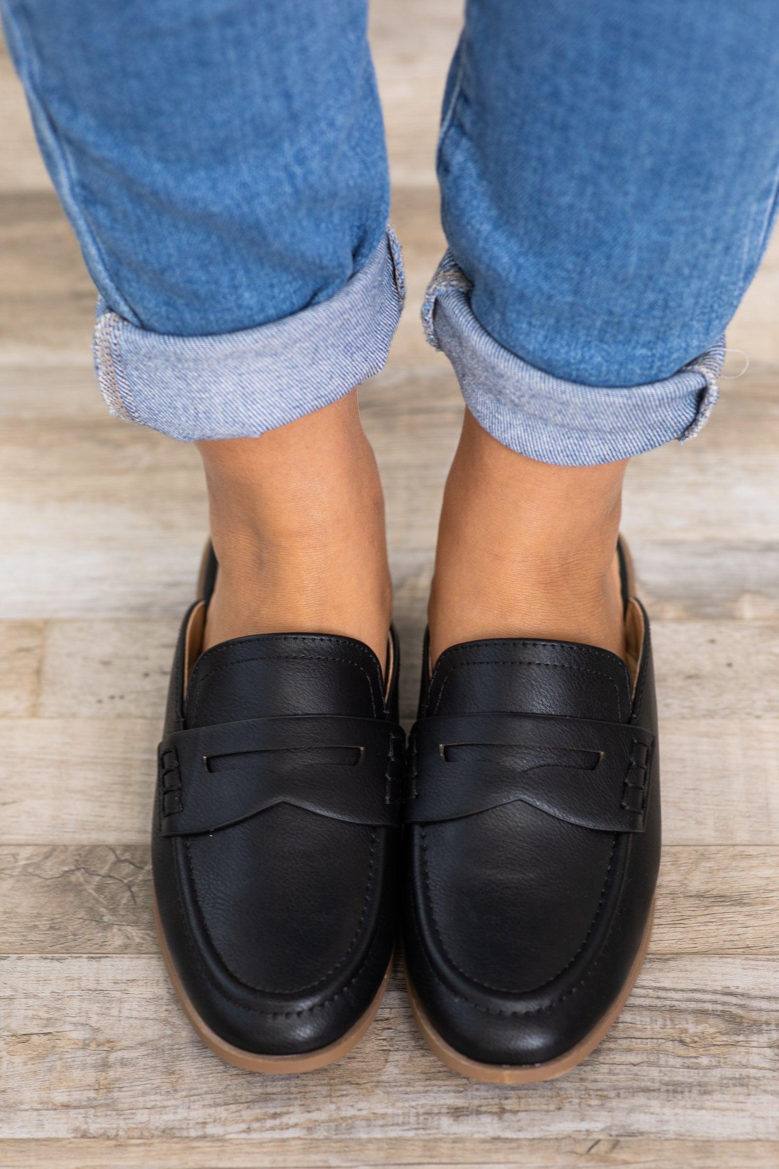 Black Slip On Loafers Product Image