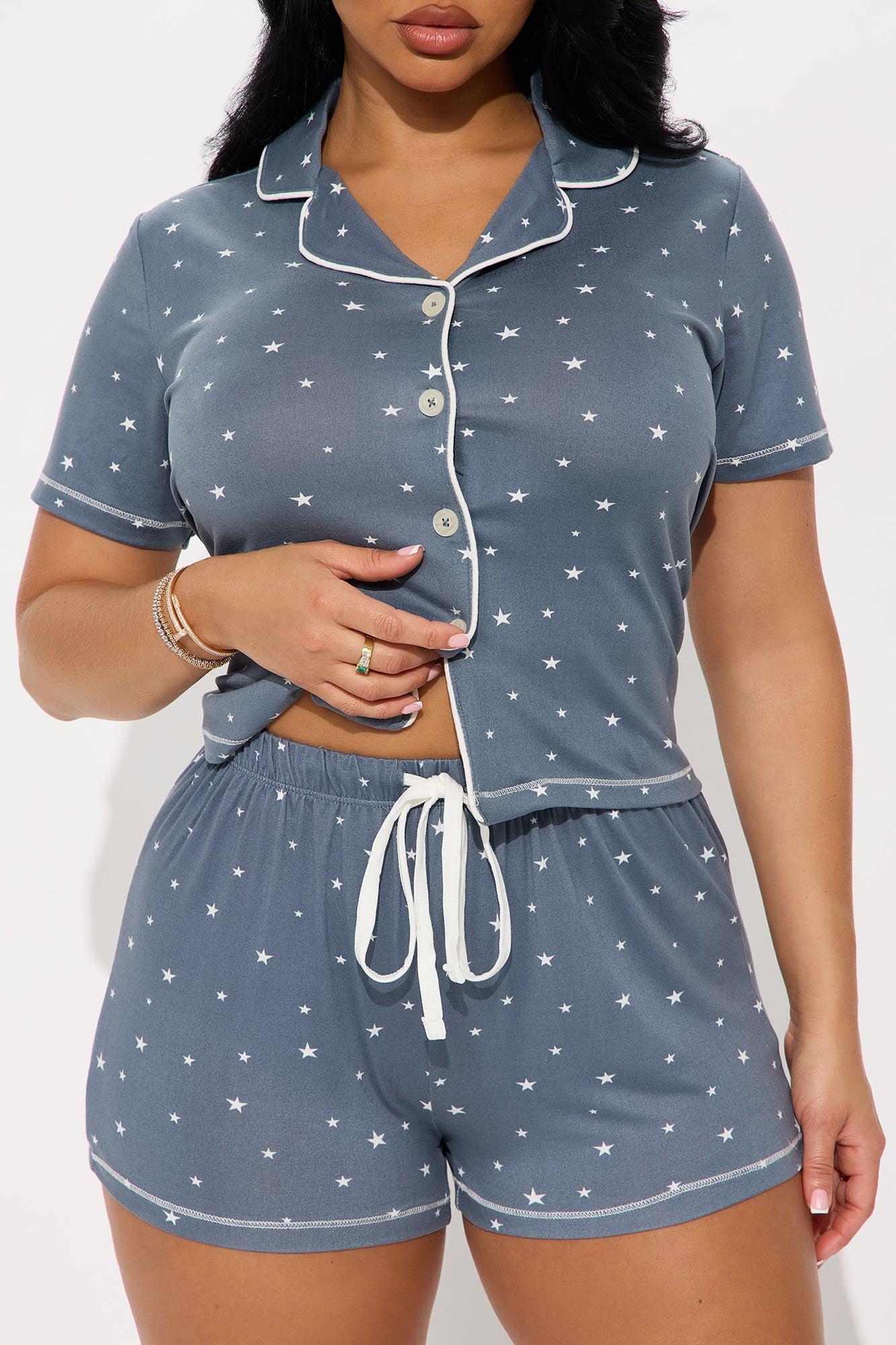 Make A Wish PJ Short Set - Slate Blue Female Product Image