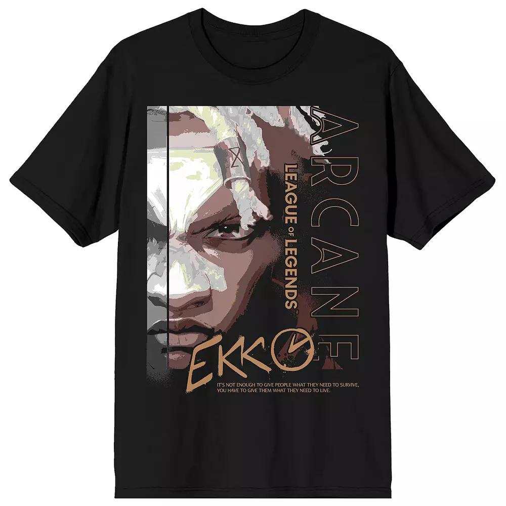 Men's Arcane Ekko Graffiti Short Sleeve Graphic T-Shirt, Size: XXL, Black Product Image