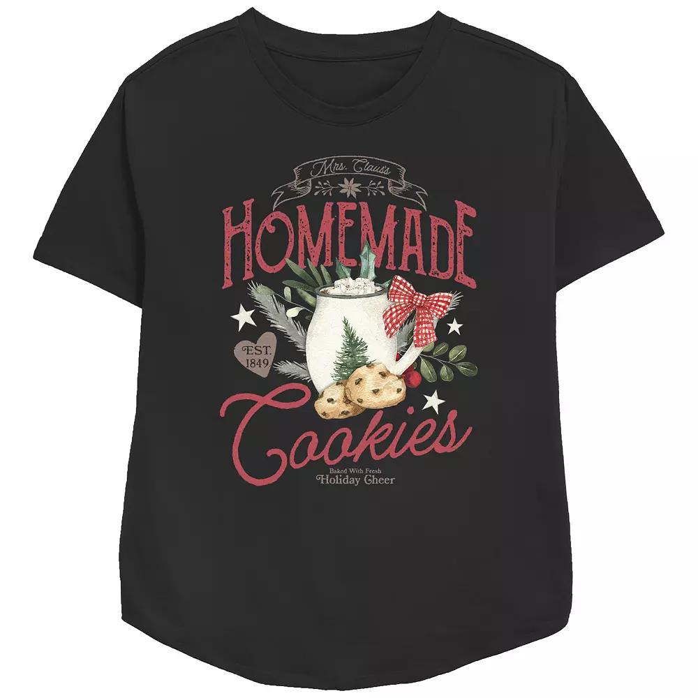 Women's Mrs. Claus' Homemade Christmas Cookies Relaxed Fit Graphic Tee,  Product Image